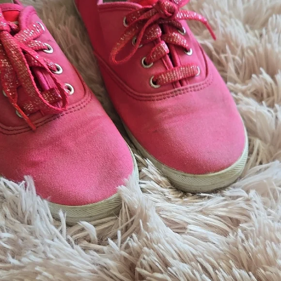 Keds Women's US 6.5 Spring Summer Coral Canvas Lace-Up Sneakers with Whitw Sole - Picture 2 of 10